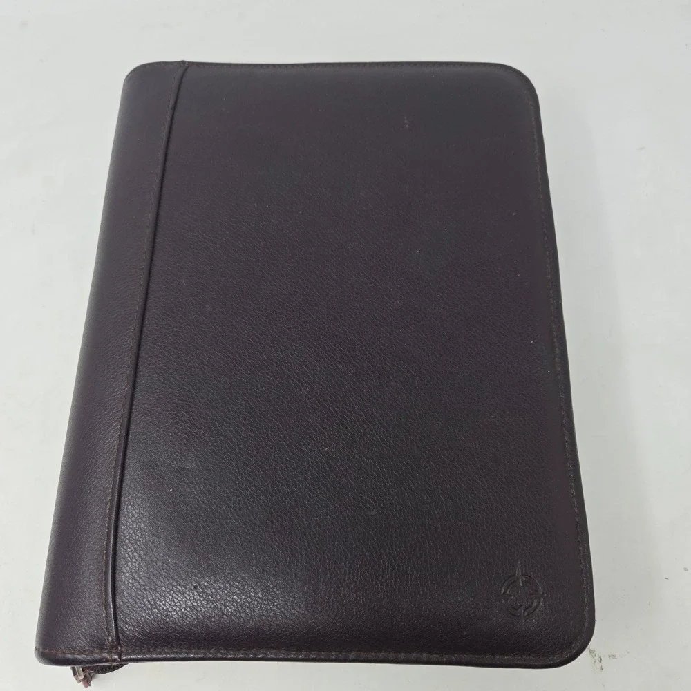 Franklin Covey 7 Ring Zippered Leather Planner Binder Ox Blood Top Grain Cowhide